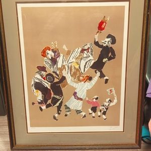 Vintage Print Jewish Dance Signed Judith Yellin AP Artist Proof 70s Matte